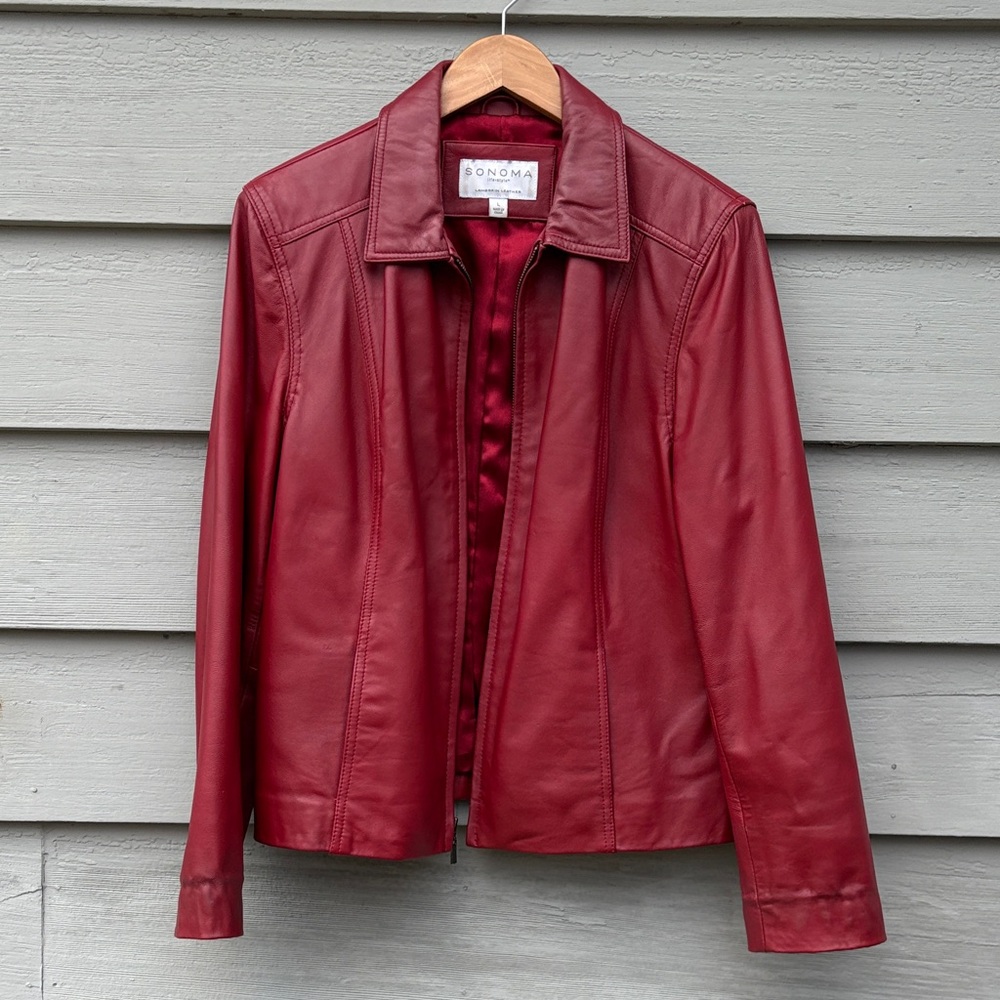 Sonoma Women's Bold Red Leather Jacket